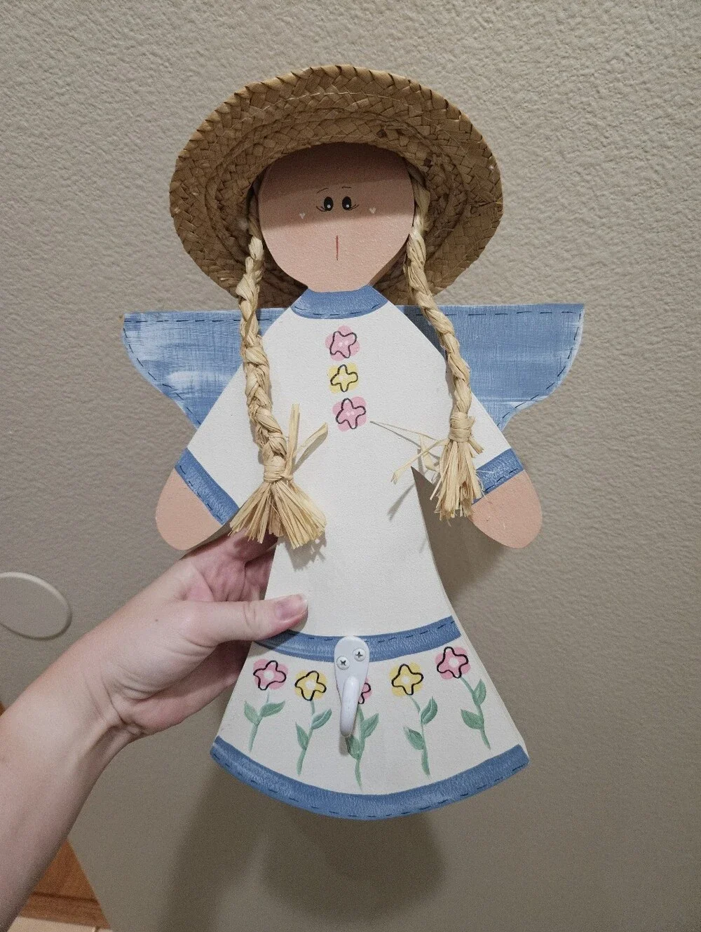 Handcrafted Blue and White Angel Wall Hook